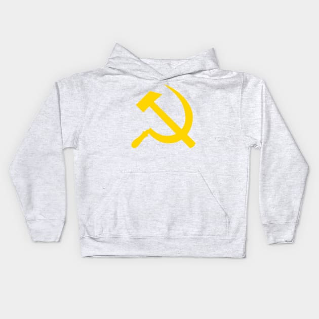 Hammer and Sickle Yellow Kids Hoodie by RevolutionToday